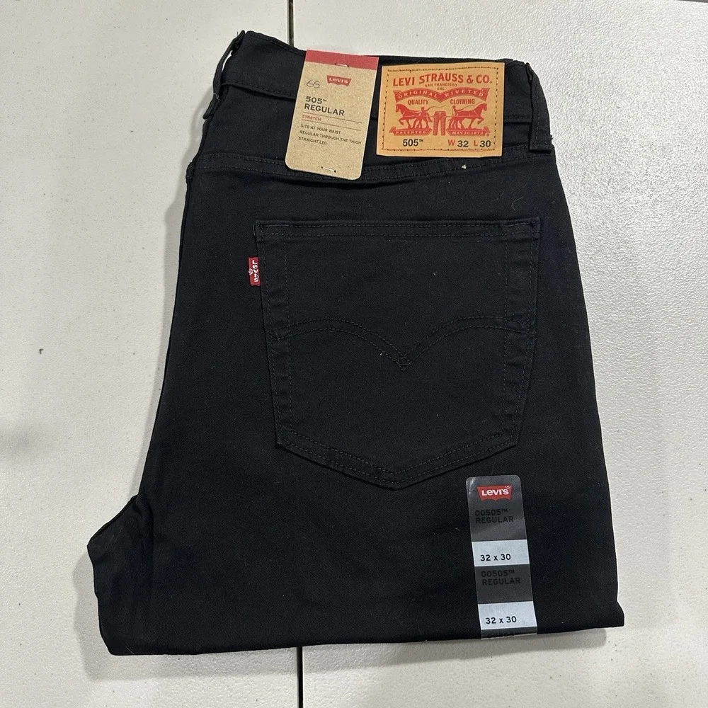 Levi's 505 Jeans Mens 32x30 Straight Mid Rise Premium Soft Twill Normcore Black